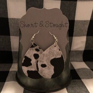 Cow Faux Leather Earrings $12